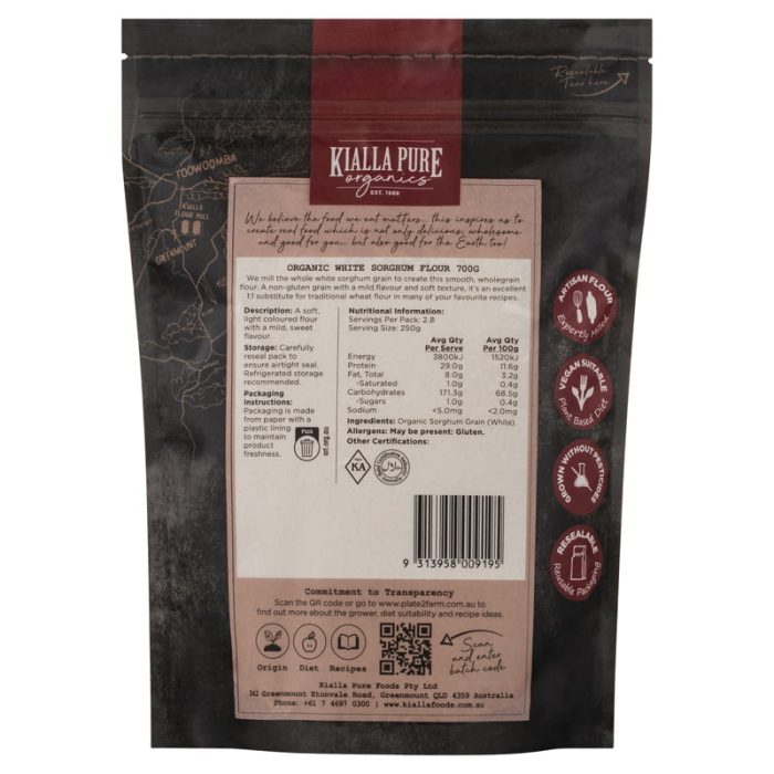 organic white sorghum flour 700g organic white sorghum flour 700g